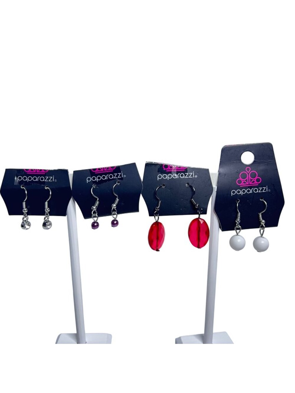 Lot Of 4 Paparazzi Silver Tone Pierced Earrings W/ Assorted Bead Designs (6453)